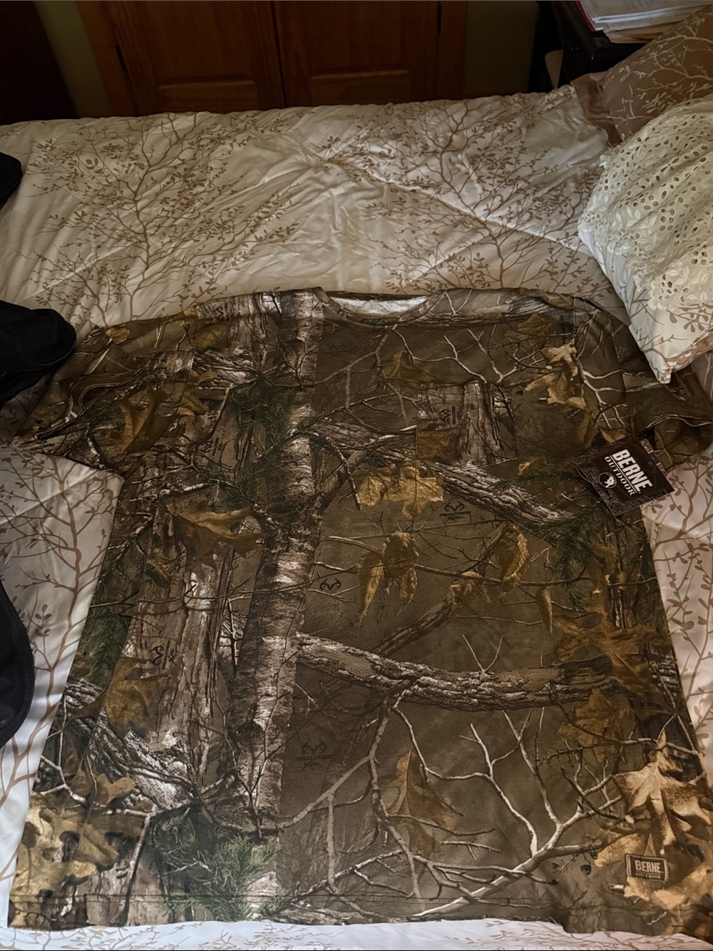 Men’s Camo Short Sleeve Shirt - Olive/Brown